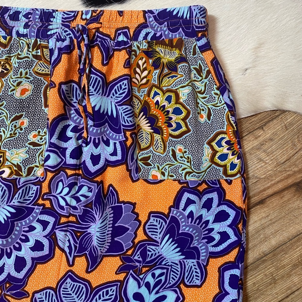 Loft colorful floral paisley print mini skirt w/ pockets - Picture 3 of 7